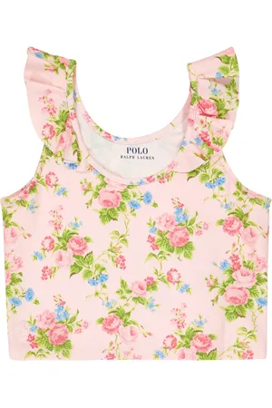 Ralph Lauren Ruffle-trimmed floral jersey top