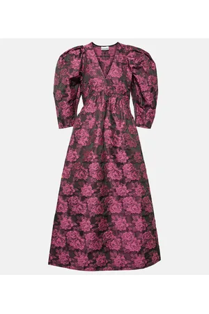 Ganni Floral jacquard midi dress