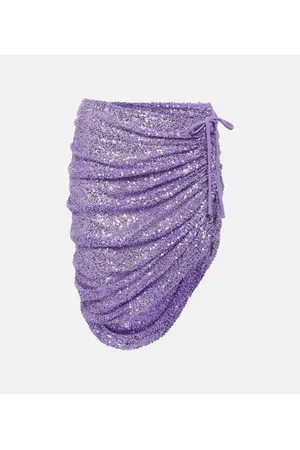 Self-Portrait Sequin-embellished ruched miniskirt