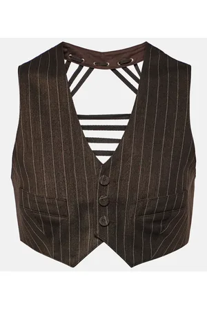 Jean Paul Gaultier Pinstripe cropped wool-blend vest