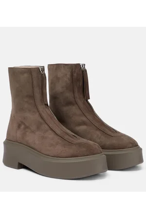 The Row Zipped Boot 1 suede boots