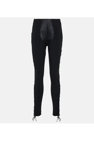 Jean Paul Gaultier X Lotta Volkova Lace-up satin and mesh leggings