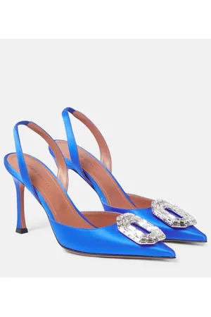 Amina Muaddi Camelia silk satin slingback pumps