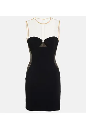 Stella McCartney Mesh-paneled crÃªpe minidress