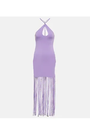 ROTATE Fringe-trimmed jersey maxi dress