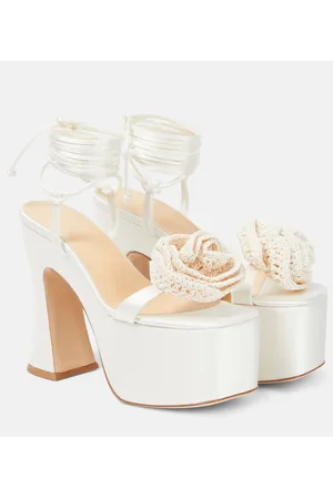 MAGDA BUTRYM Floral-appliquÃ© satin platform sandals