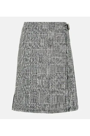 Burberry Houndstooth high-rise wrap skirt