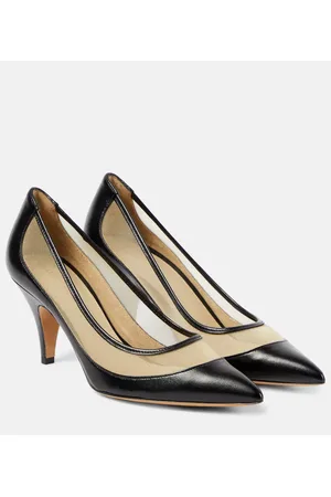 Khaite River leather and mesh pumps