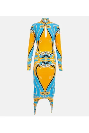 Patou Printed cutout cotton-blend midi dress