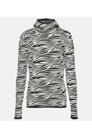 JET SET Zoey zebra-print jacquard hoodie