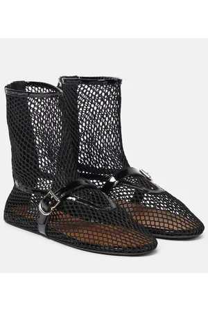 Alaïa AlaÃ¯a Fishnet leather-trimmed ankle boots