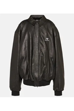 Balenciaga Oversized leather bomber jacket