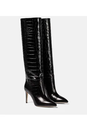 PARIS TEXAS Croc-effect leather knee-high boots