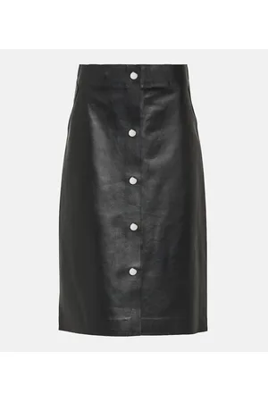 Victoria Beckham High-rise leather midi skirt