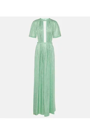AREA Cutout crystal-embellished jersey gown