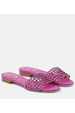RENE CAOVILLA Embellished suede slides