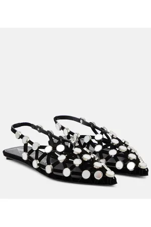 The Attico Grid embellished suede ballet flats