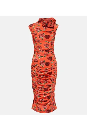 MAGDA BUTRYM Floral-appliquÃ© printed midi dress