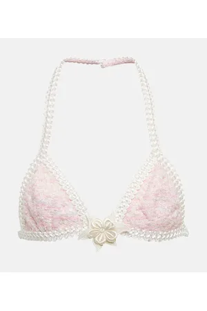 Alessandra Rich Embroidered cotton-blend LurexÂ® bra