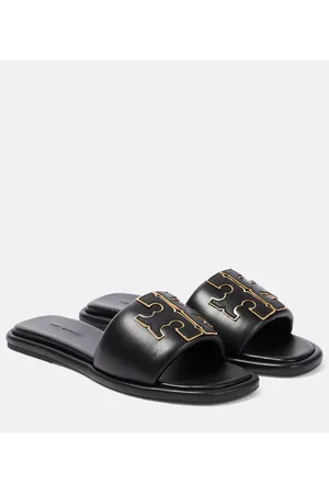 Tory Burch Double T leather slides