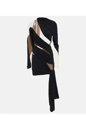 MUGLER Draped tulle-embellished minidress