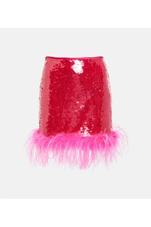 GIUSEPPE DI MORABITO Sequined feather-trimmed miniskirt