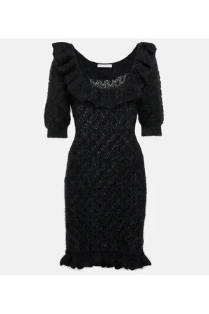 Alessandra Rich Embroidered mohair-blend minidress