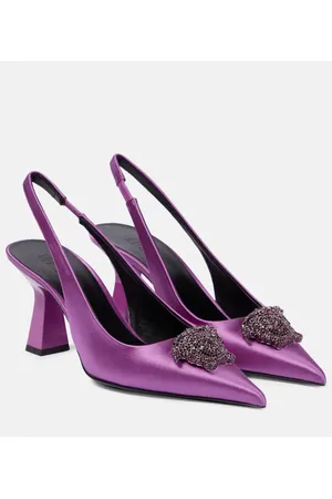 VERSACE La Medusa satin slingback pumps