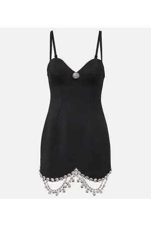 AREA Crystal-embellished wool minidress