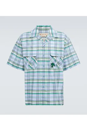 Marni Checked cotton voile bowling shirt