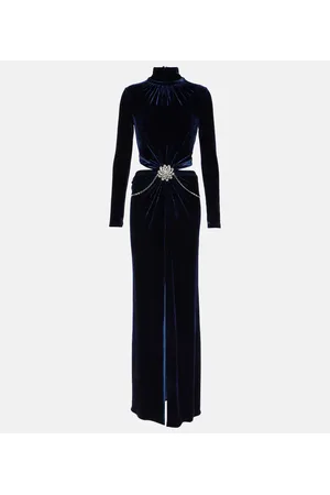 Paco rabanne Crystal-embellished velvet maxi dress