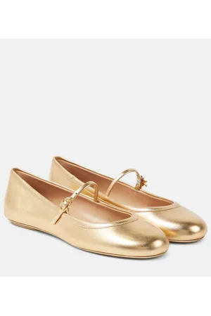 Gianvito Rossi Carla metallic leather ballet flats