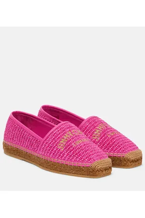 Jimmy Choo Brie Flat logo raffia espadrilles
