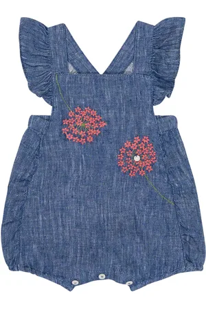 Tartine Et Chocolat Baby embroidered linen playsuit