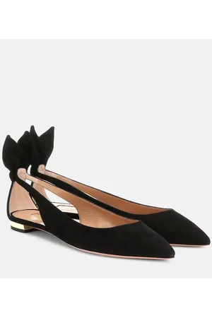 Aquazzura Bow Tie suede ballet flats