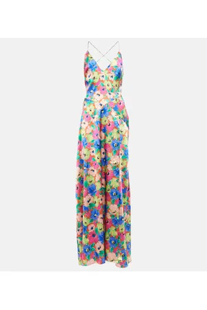 ROTATE Printed V-neck maxi dress