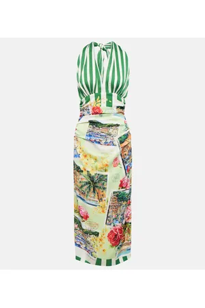 Dolce & Gabbana Portofino halterneck silk-blend midi dress