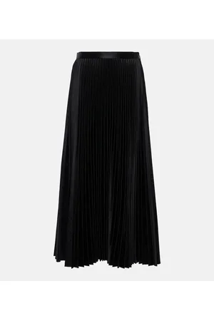 Alaïa AlaÃ¯a Pleated croc-effect satin midi skirt
