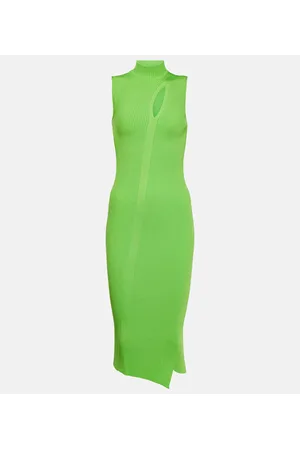 VERSACE Cutout turtleneck knit midi dress