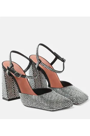 Amina Muaddi Charlotte 95 embellished satin pumps