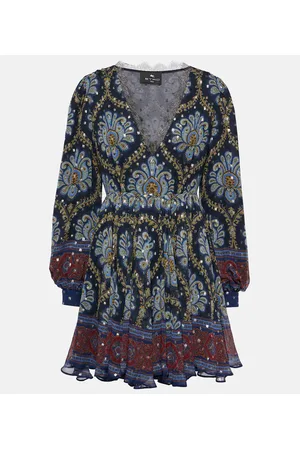 Etro Balloon-sleeve silk jacquard minidress