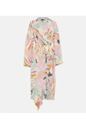 Etro Printed asymmetric wrap midi dress