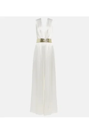 Costarellos Keaton belted satin jumpsuit