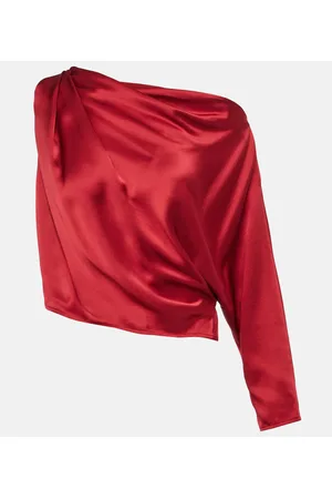 The Sei Draped one-shoulder silk satin top