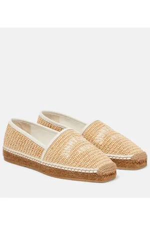 Jimmy Choo Brie Flat logo raffia espadrilles