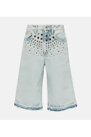 Alessandra Rich Embellished denim Bermuda shorts