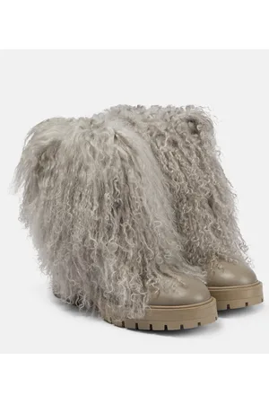 Aquazzura Shearling-trimmed leather ankle boots