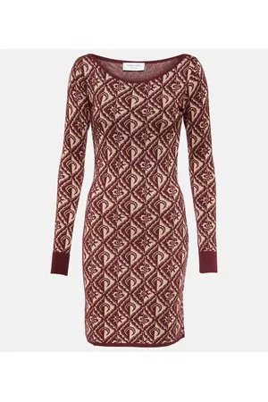 Marine Serre Moon Diamant jacquard wool-blend minidress