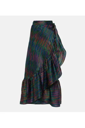 ERES NÃ©on printed silk satin wrap skirt