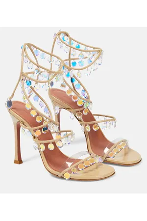 Amina Muaddi Tina 105 embellished leather sandals